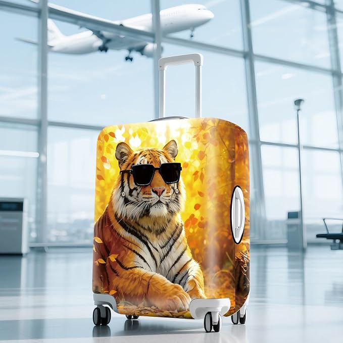 ANNA QUEEN Funny Cool Tiger Travel Luggage Cover -Stretchable Airplane Suitcase - Image 9
