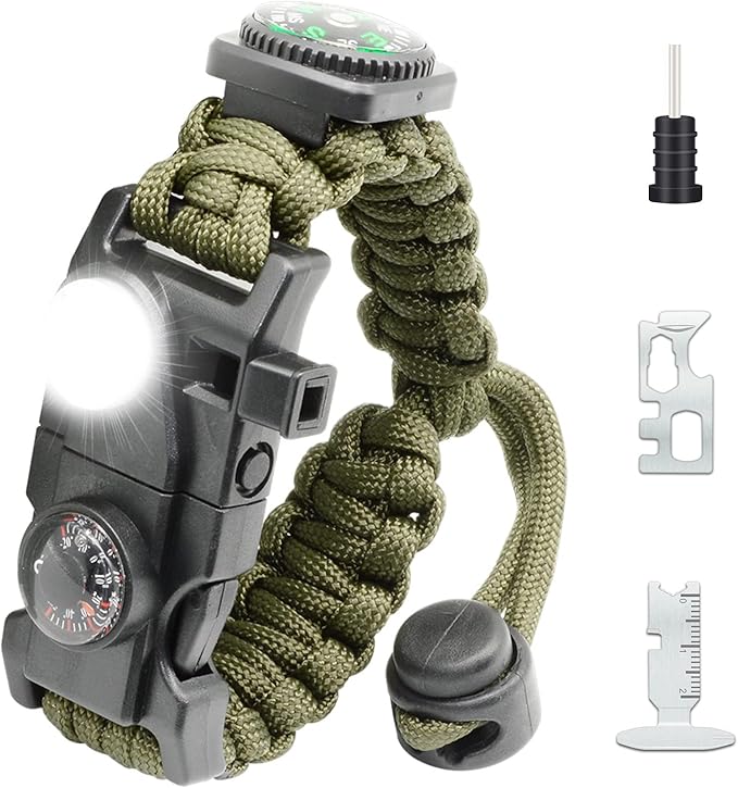 20 in 1 Survival Paracord Bracelet Adjustable Gear Kit by NVioAsport