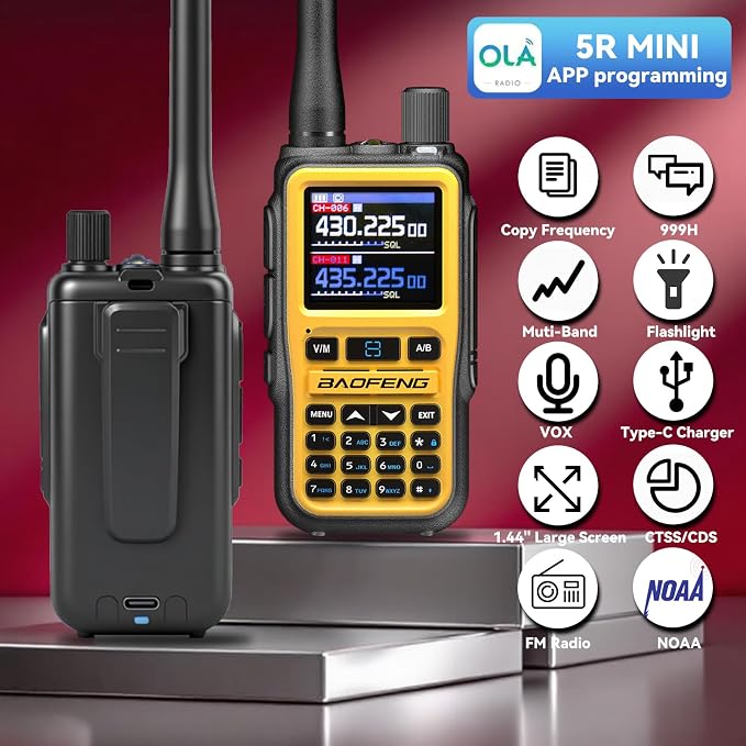BAOFENG UV5RMINI Two Way Radio NOAA Weather Radio Dual PTT 999CH Survival APP - Image 2