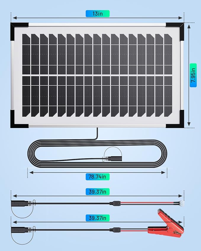 7.5W Solar Battery Maintainer & Trickle Charger, 12V Waterproof Panel - Image 9