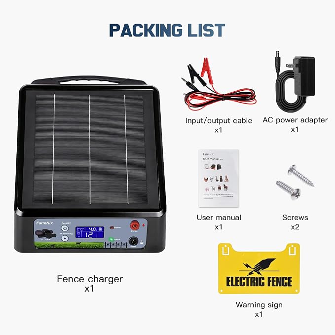 6-12KV Adjustable Output Solar Charger, 20 Miles Solar Powered Electric Fence 2 - Image 7