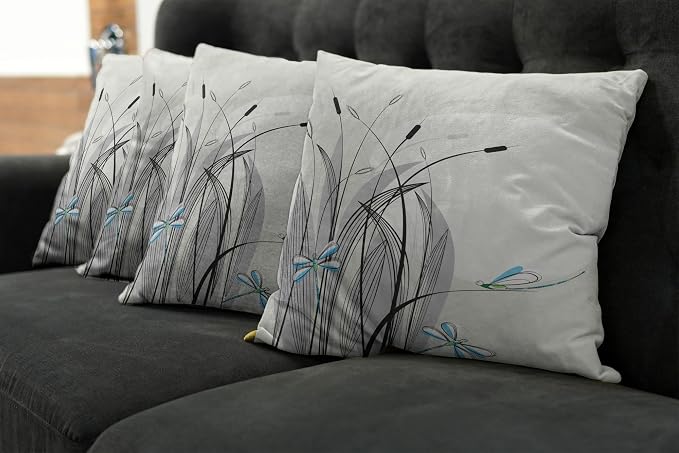 Ambesonne Dragonfly Decorative Throw Pillow Case Pack of 4, Dragonflies on - Image 7