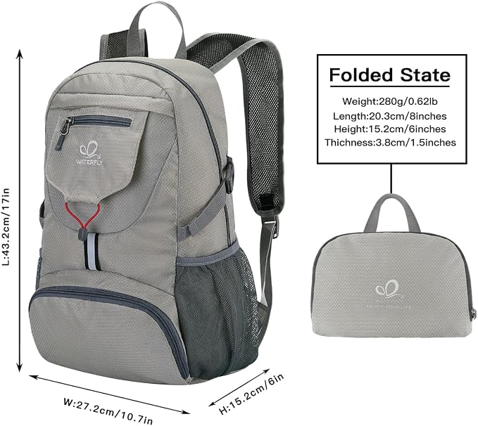 WATERFLY Small Lightweight Packable Backpack: 20l Ultra Light Foldable Travel - Image 3