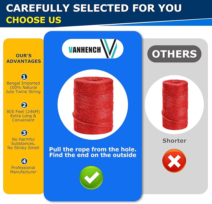 Vanhench 805ft Twine String, Arts & Crafts Gift Wrapping, Wedding Décor - Image 2
