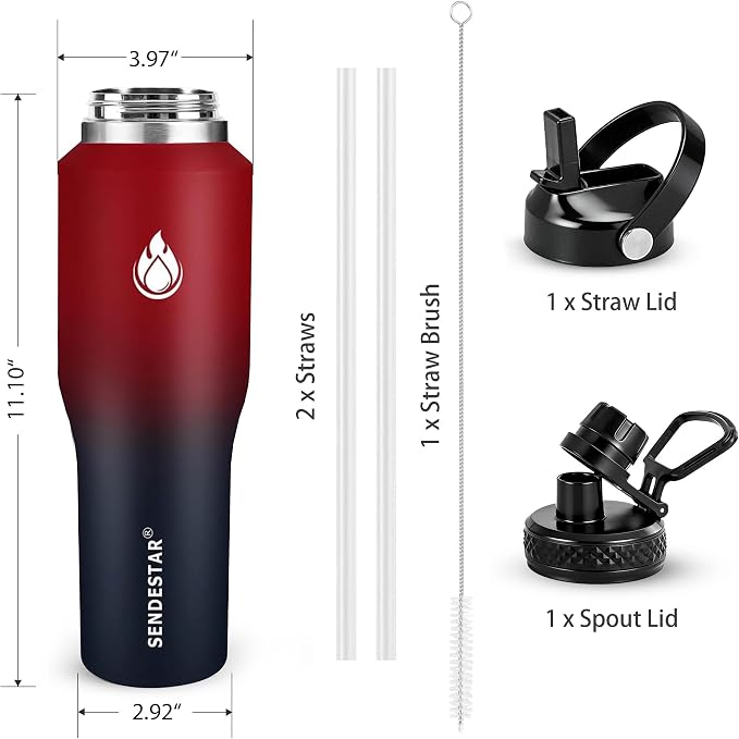 SENDESTAR 40oz Water Bottle Wide Mouth Stainless Steel Vacuum Insulated Double - Image 6