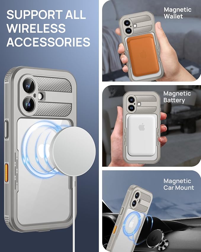 Lanhiem Magnetic for iPhone 16 Case, IP68 Waterproof Dustproof Case, Full Body - Image 3