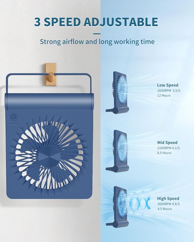 Small Desk Fan, Rechargeable USB Fan Battery Operated, Ultra Quiet, Strong Wind - Image 5