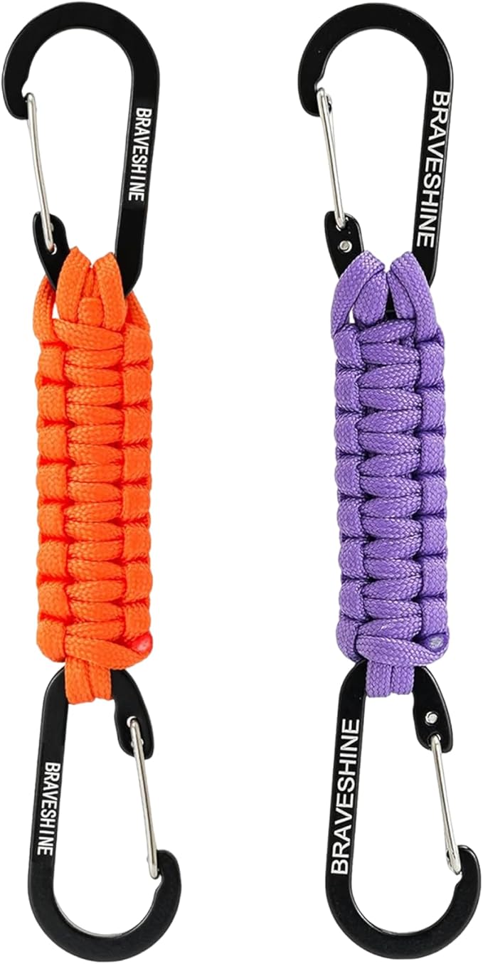 BRAVESHINE Paracord Keychain Carabiner Clip, D Ring Lanyard Hanger Stroller Hook by BRAVESHINE
