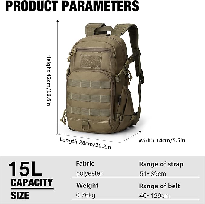 Mardingtop Small Tactical Backpack, Molle Hiking Backpack - Image 2