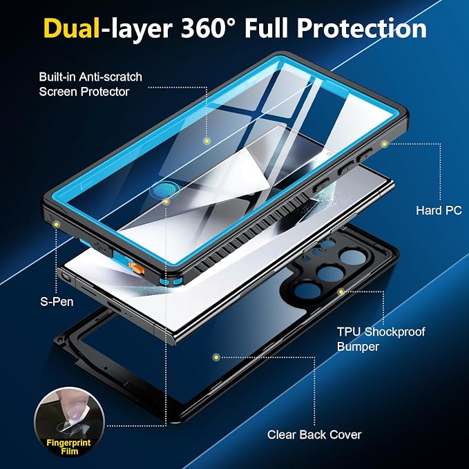 SPIDERCASE Upgraded for Samsung Galaxy S24 Ultra Case Waterproof, Built-in - Image 6