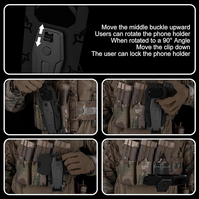90 Degree Rotataion Tactical Plate Carrier Vest Attachments Universal Phone - Image 7