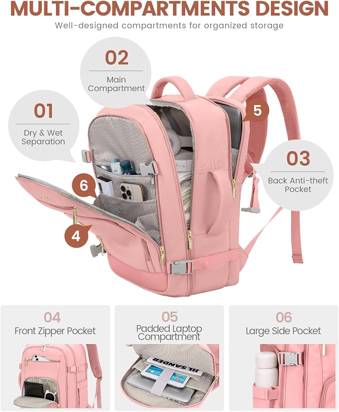 LOVEVOOK Travel Backpack For Women, 40L Carry On Backpack Flight Approved - Image 2