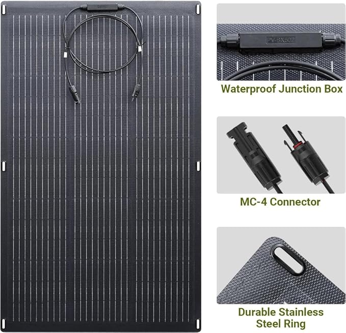 ALLPOWERS SF200 Flexible Solar Panel 200w Ultra Thin 3mm Bendable - Image 2