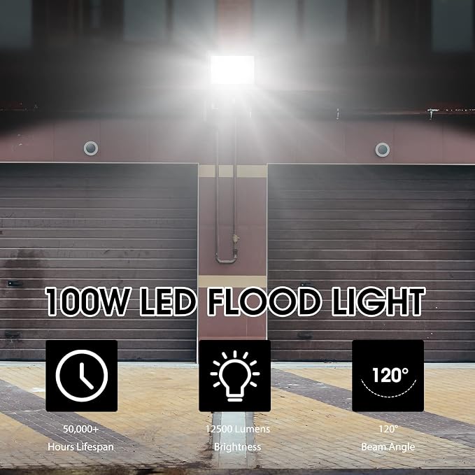 XYCN 4 Pack 100W LED Flood Light, IP66 Waterproof Outside Flood Light, 12500LM - Image 5