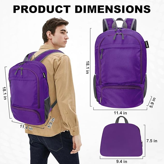 HOLYLUCK 20L Lightweight Packable Hiking Daypack Foldable Backpack - Image 2