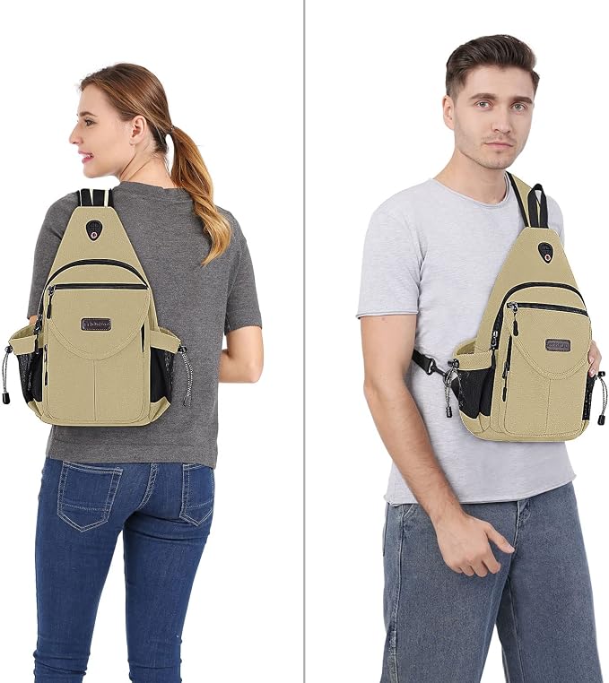 MOSISO Sling Backpack, Canvas Crossbody Hiking Daypack Bag - Image 6