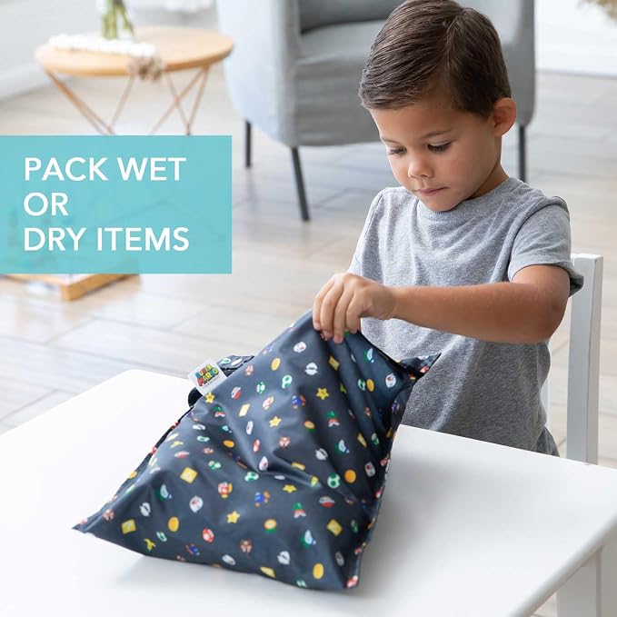 Bumkins Waterproof Wet Bag for Baby, Swim Suit, Cloth Diapers, Pump Parts - Image 3