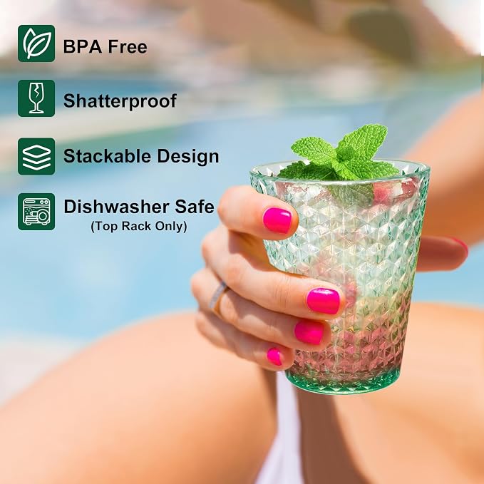 Lily's Home Unbreakable Premium Drinking Glasses Set of 4, Plastic Cups - Image 5