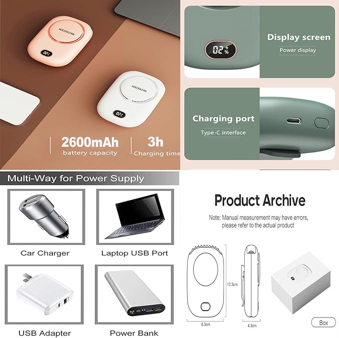 AOCOOLFAN Portable Neck Fan, Mini Small Personal Handheld Fan USB Rechargeable - Image 6