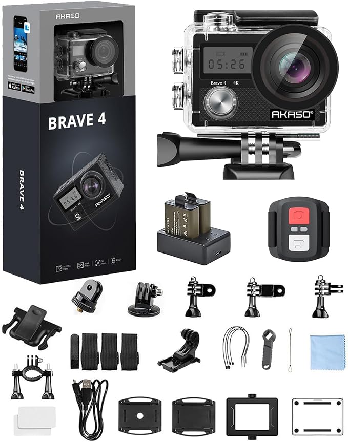 AKASO Brave 4 Action Camera 4K 30fps Ultra HD WiFi Sport Cameras by AKASO