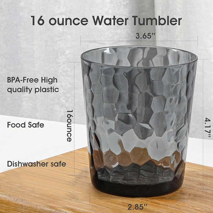 BPA-Free Plastic Tumblers 6 Pack | Reusable Dishwasher Safe | Stackable - Image 2