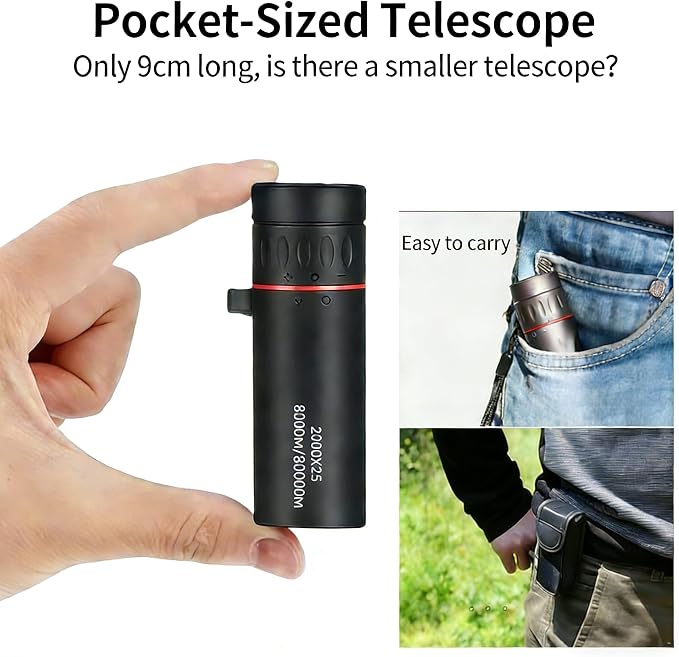 Mini Monocular Telescope with Phone Adapter, 25X Magnification Portable Single - Image 3