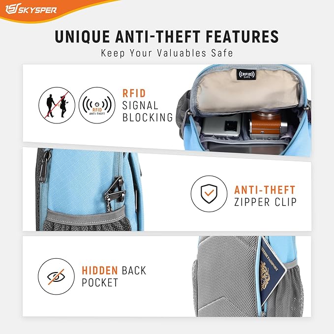 SKYSPER Sling Bag RFID Cross Body Bag Recycled Crossbody Backpack Travel Daypack - Image 2