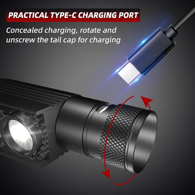 Headlamp Rechargeable, High Lumen Super Bright 180°Beam LED Head Lamp, Head - Image 5