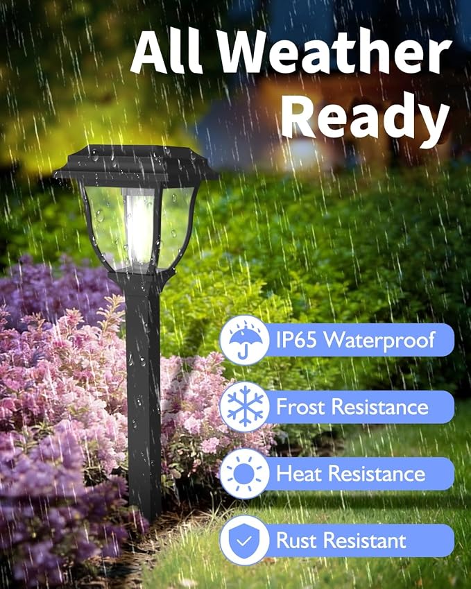 Solar Pathway Lights 2 Pack Mini Outdoor 3000K Bright Auto On/Off Solar Garden - Image 7