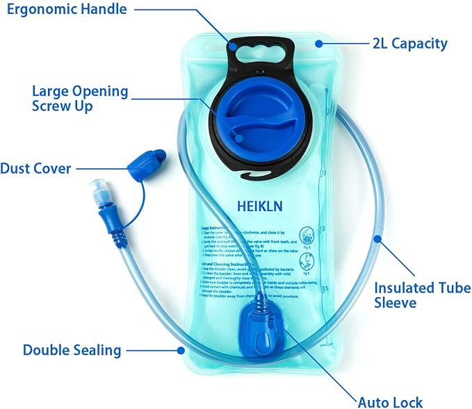 HEIKLN Hydration Bladder 1.5L-2L-2.5L-3L, Leak Proof Water Reservoir, BPA Free - Image 3