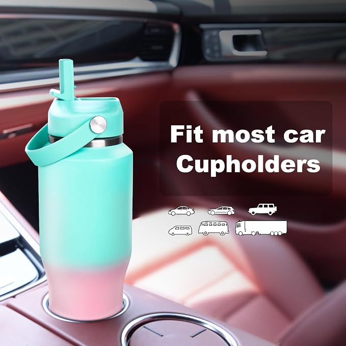 ABOTOCUP 32oz Insulated Water Bottle, Fit in Any Car Cup Holder, Water Bottle - Image 2