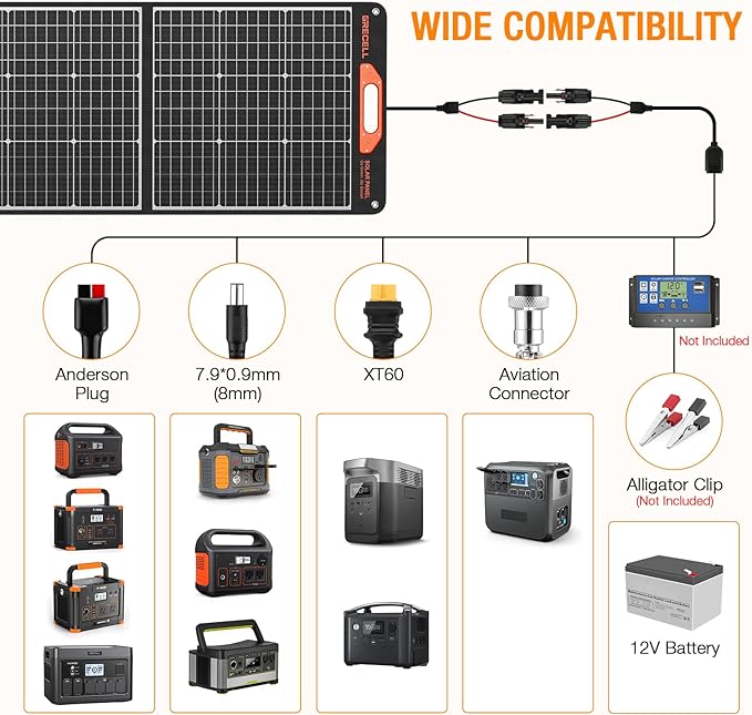 200W Portable Solar Panel for Power Station Generator, 12V/24V Flexible - Image 2