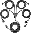 Eversimpleinc Black 1 to 4 Splitter Extension Cord, 3 Prong Plug by EversimpleInc