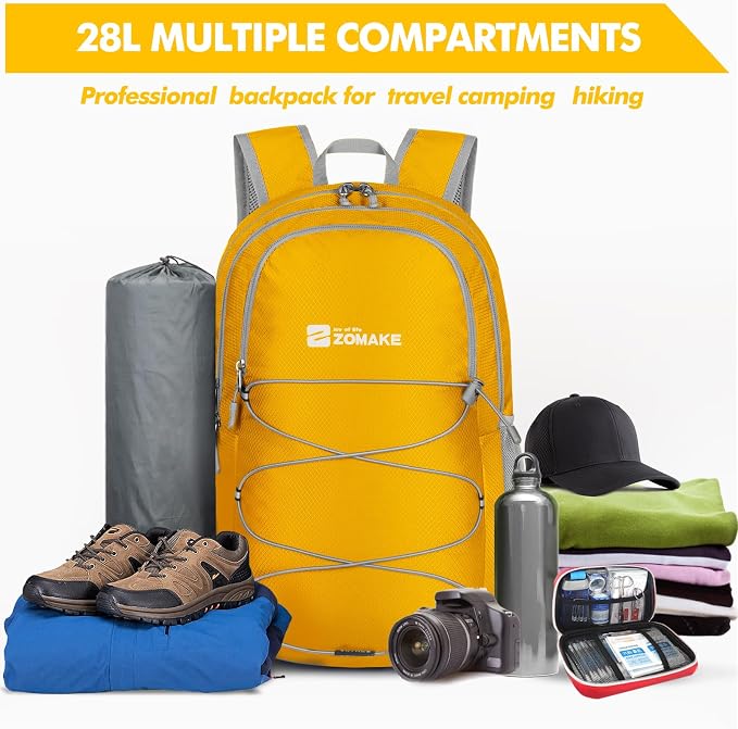 ZOMAKE Lightweight Packable Backpack 28L, Foldable Backpacks Water Resistant - Image 3