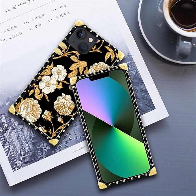 Compatible with iPhone 13 Case, Blooming Rose Golden Flower Luxury Golden - Image 6