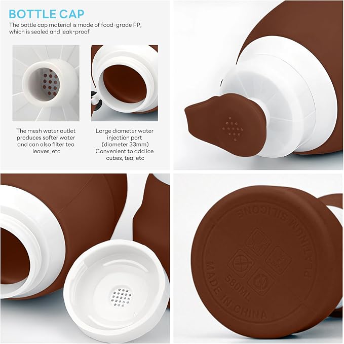 Collapsible Lightweight 20oz Water Bottle, Food-Grade Silicone BPA Free - Image 4