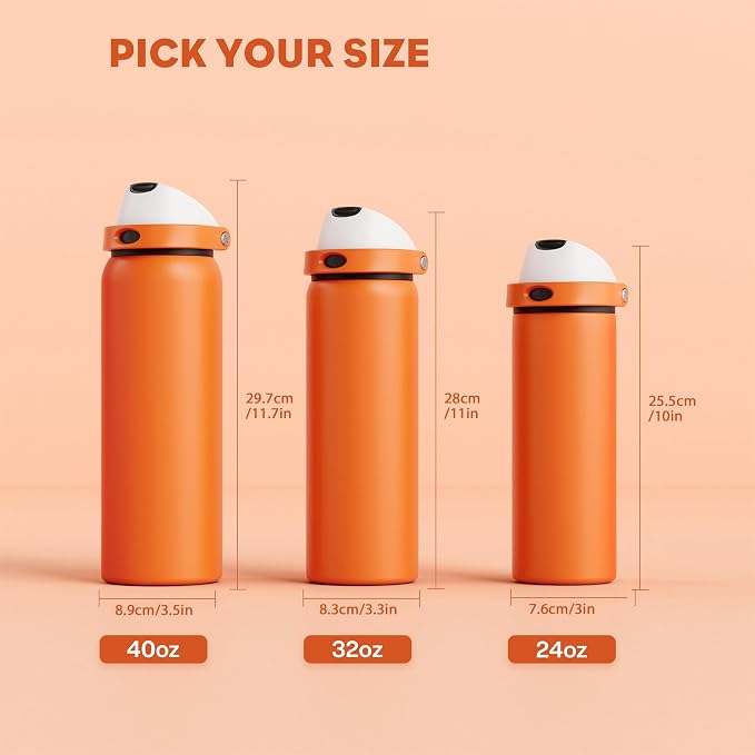 POWCAN 24 oz Steel Insulated Water Bottle: 2-in-1 Push-Button Spout & - Image 7