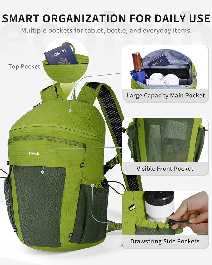 ECOHUB 15L Lightweight Casual Daypack, Packable Backpack - Image 4