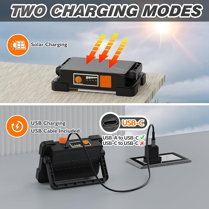 120W Solar Rechargeable Work Light, 144 LED 10000LM Led Work Light - Image 4