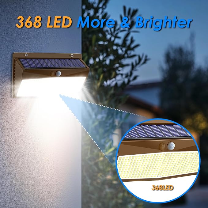 2 Pack 368 LED Solar Lights Outdoor Motion Sensor, Solar Fence Light - Image 5