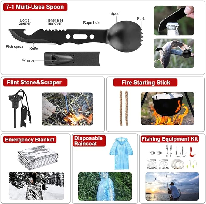 Survival Kit, Emergency Kit for Earthquake, Outdoor Adventure, Gifts for Men - Image 6