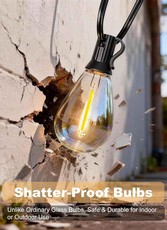 50FT Outdoor String Lights Waterproof, 20+1 Shatterproof S11 LED Bulbs - Image 7
