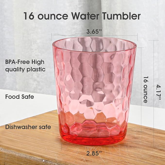 BPA-Free Plastic Tumblers 6 Pack | Reusable Dishwasher Safe | Stackable - Image 2