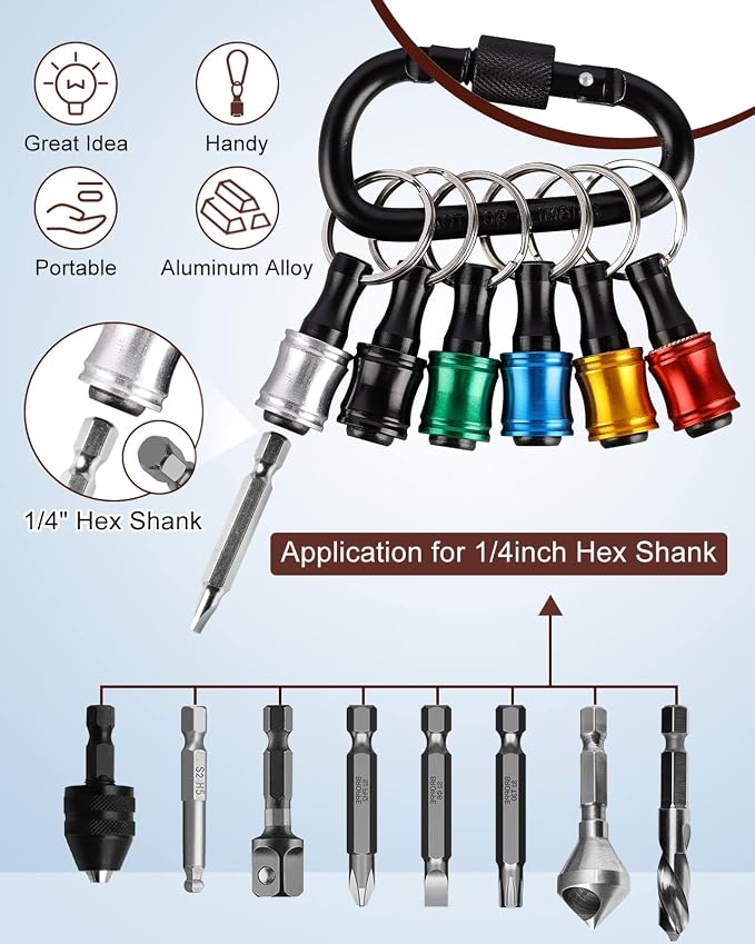 katerk 6pcs 1/4 inch Hex Shank Aluminum Alloy Screwdriver Bits Holder 4 Sets - Image 2