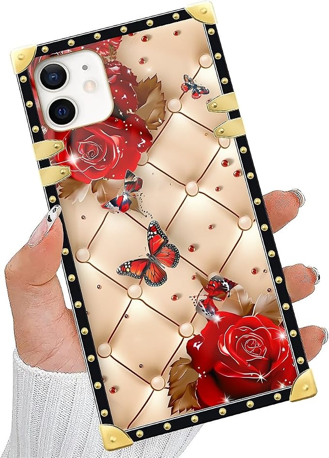 Compatible with iPhone 11 Case, Shining Red Rose Butterfly Leather Background - Image 5