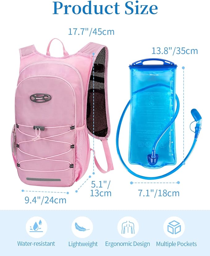 Hydration Backpack with 2L Water Bladder, Hiking Water Backpack - Image 2