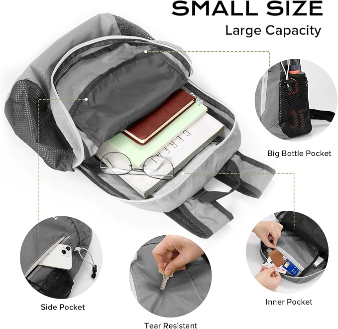 VPBAGE 15L Water-resistant Hiking Daypack, Small Backpack Travel Outdoor - Image 3