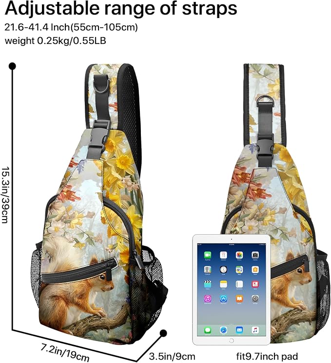 FyLybois Squirrel Sling Bag for Women Lightweight Crossbody Backpack Casual - Image 5