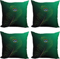Ambesonne Peacock Decorative Throw Pillow Case Pack of 4, Peacock Feather by Ambesonne