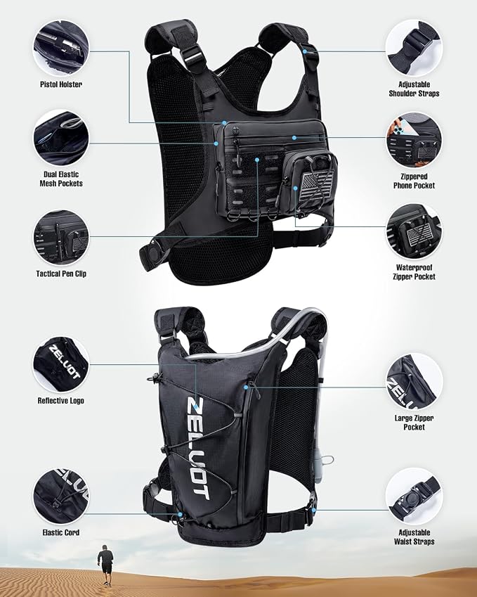 Zelvot Running Vest with 2L Water Bladder, Hydration Backpack, U.S. Original - Image 5
